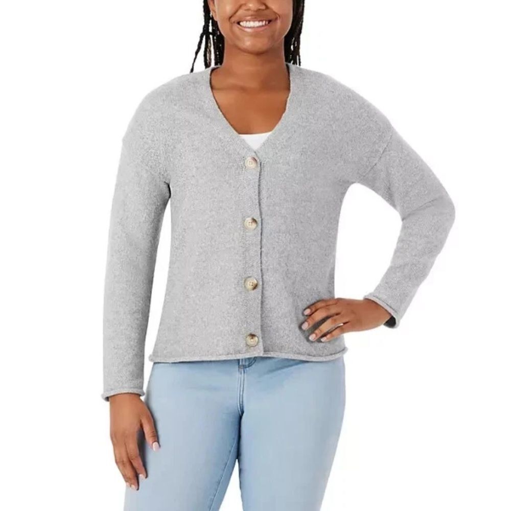 Member's Mark Women's V-Neck Cardigan Size XXL Light Grey Heather